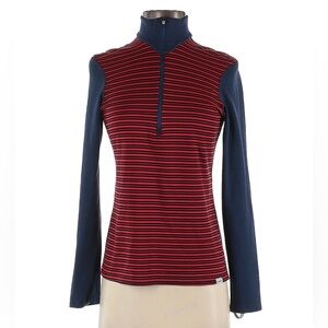 Patagonia Capilene 3 Midweight Pullover Half Zip Red Navy Striped Size Small S